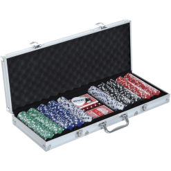 HOMCOM Pokerkoffer Inklusive Pokerset Silber