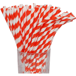 Luxentu Papier-Trinkhalme Gestreift Mit Knick 19.7 Cm 100er Set Orange
