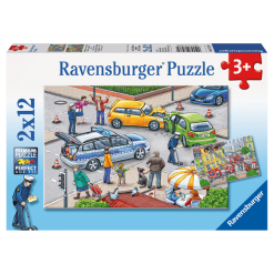 Ravensburger Puzzle 2x12 Teile - Mit Blaulicht Unterwegs