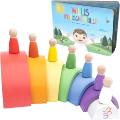 Schmetterline Holzbogen Und -puppen-Set Mit Buch "Willis Magische Brille"