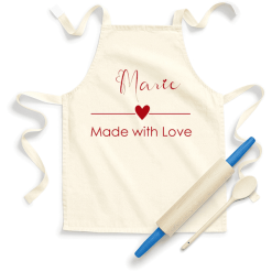 Schnullireich Kinder Kochschürze Mit Namen Bedruckt Made With Love Natur