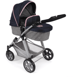 BAYER CHIC 2000 Kombi Puppenwagen NELE Melange Navy Grau
