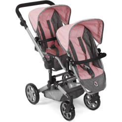 BAYER CHIC 2000 Puppenwagen Linus Duo, Melange Grau/rosa