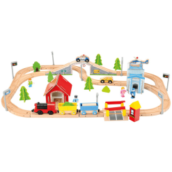 Bino Holzeisenbahn, 80 Tlg. Mit Batterie-Lok