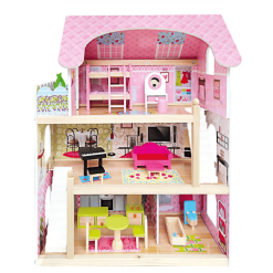 Bino Puppenhaus Mit Balkon, 15-tlg.