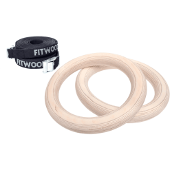 Fitwood ULPU MINI Turnringe, Birke - Schwarze Riemen