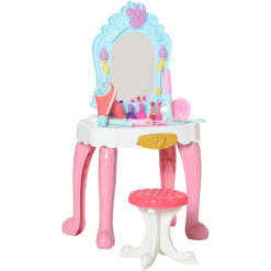 HOMCOM Kinderfrisiertisch-Set Mit Hocker Und Haartrockner Bunt