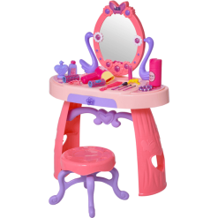 HOMCOM Kinderschminktisch Mit Hocker Rosa