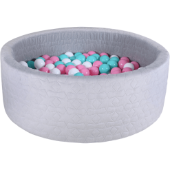 Knorr Toys® Bällebad Soft - "Cosy Geo Grey" - 300 Balls Rose/creme/lightblue Grau
