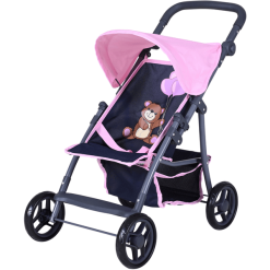 Knorr Toys® Puppenbuggy Liba - "Navy Pink Bear" Blau