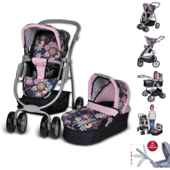 Knorr Toys® Puppenwagen Coco - "blue Flowers" Blau