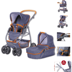 Knorr Toys® Puppenwagen Coco - "dark Blue" Blau