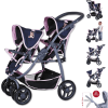 Knorr Toys® Zwillingspuppenwagen Milo - "Navy Pink Bear" Blau -Kinderspielzeug Geschäft knorr toys zwillingspuppenwagen milo navy pink bear blau a384981