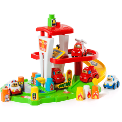 MOLTO Feuerwehrstation Mit 10 Bausteinen Und Auto