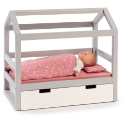 MUSTERKIND® Puppen-Hausbett Viola Grau/weiß