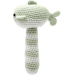 NatureZoo Of Denmark Gehäkelte Rassel Wal, Hellgrün