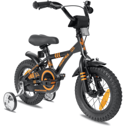 PROMETHEUS BICYCLES® Kinderfahrrad 12" In Schwarz Matt & Orange Ab 3 Jahre Mit Stützräder