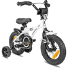 PROMETHEUS BICYCLES® Kinderfahrrad 12" In Weiß & Schwarz Ab 3 Jahre Mit Stützräder