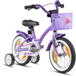 PROMETHEUS BICYCLES® Kinderfahrrad 14" , Violett-Weiß Mit Stützrädern