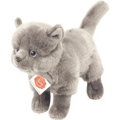 Teddy HERMANN® Kartäuser Katze Stehend Dunkelgrau, 20 Cm
